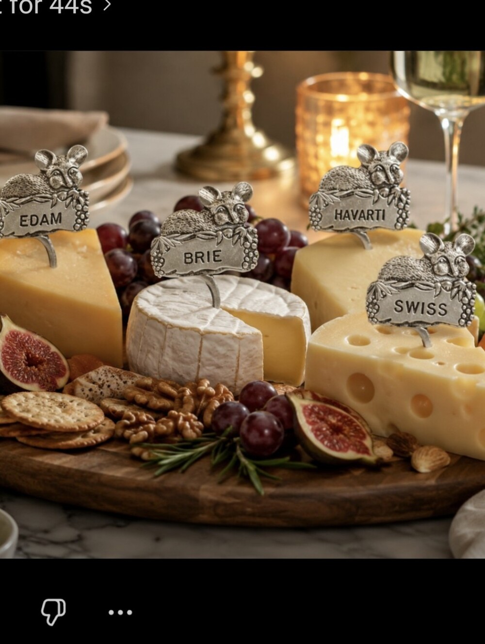 Silver Pewter  Mouse 4 Cheese Markers